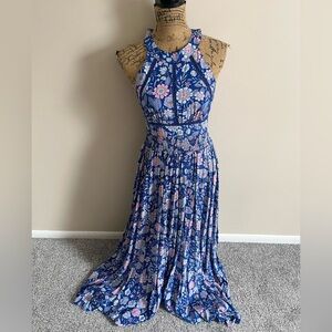 Angie Blue and Pink Floral Maxi Dress